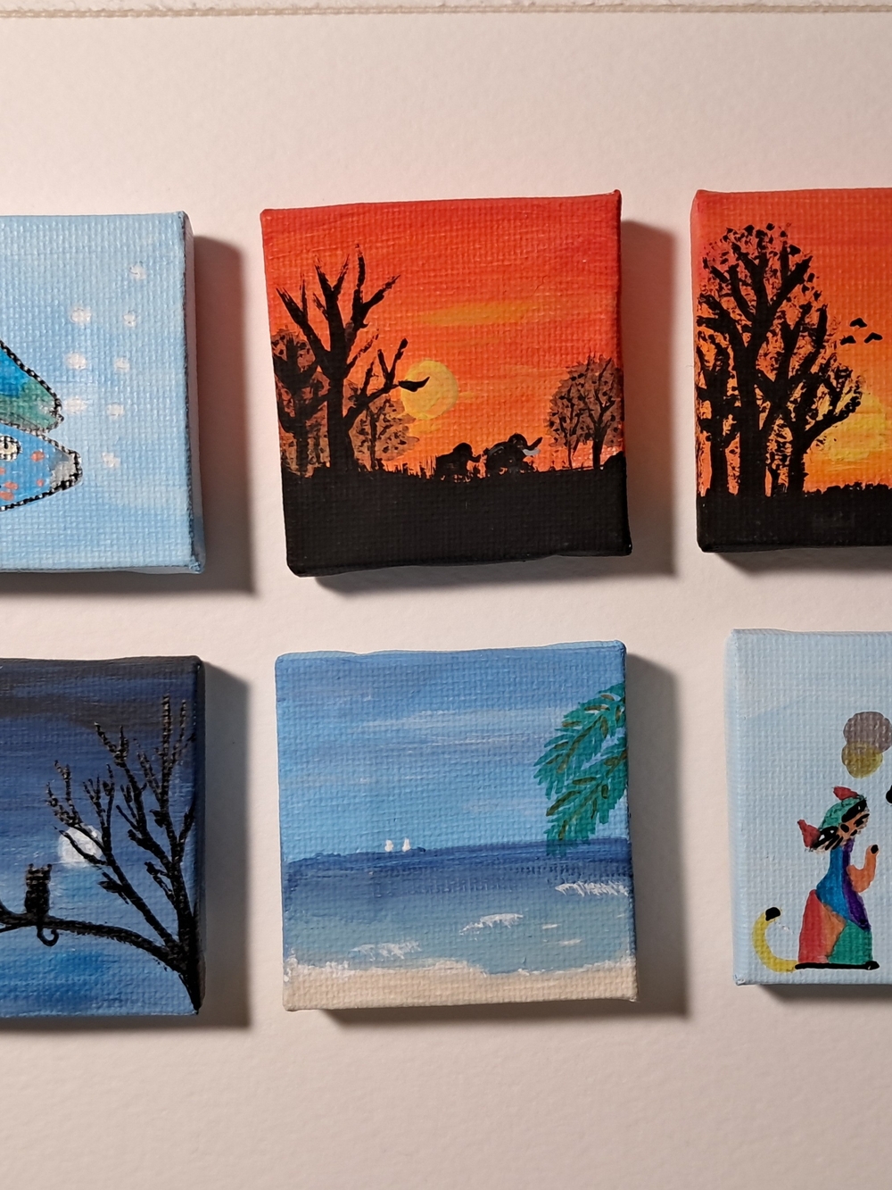 Hand-Painted Mini Canvas Magnets.